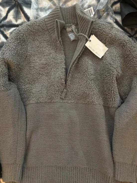 Barefoot Dreams Women's Charcoal Sherpa Crewneck Pullover - Picture 7 of 13